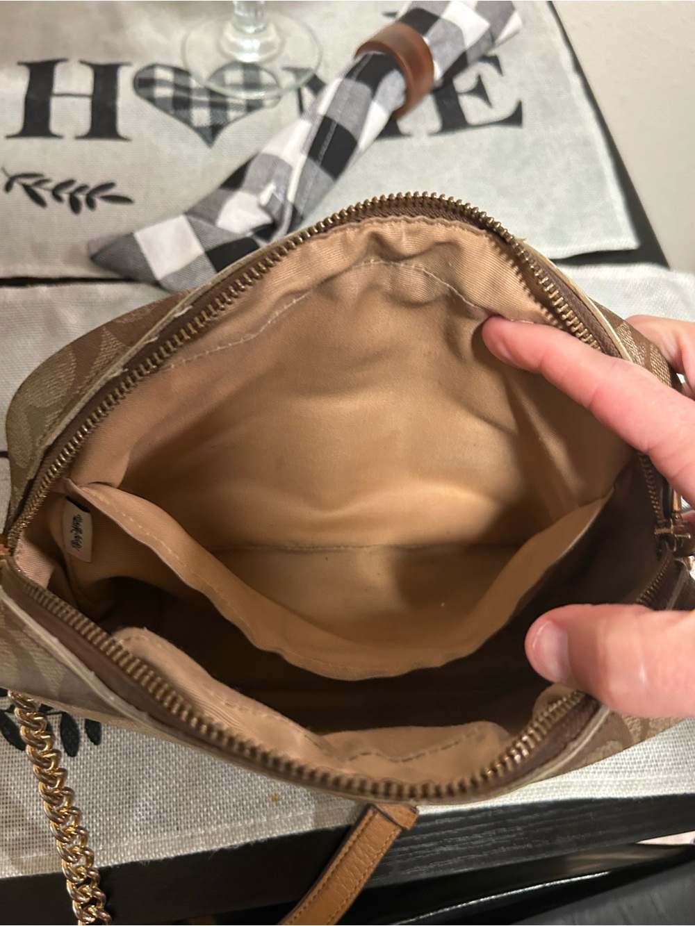 Coach Jamie Multi Signature Camera Crossbody with Tan Leather Trim CA172 - Picture 10 of 16
